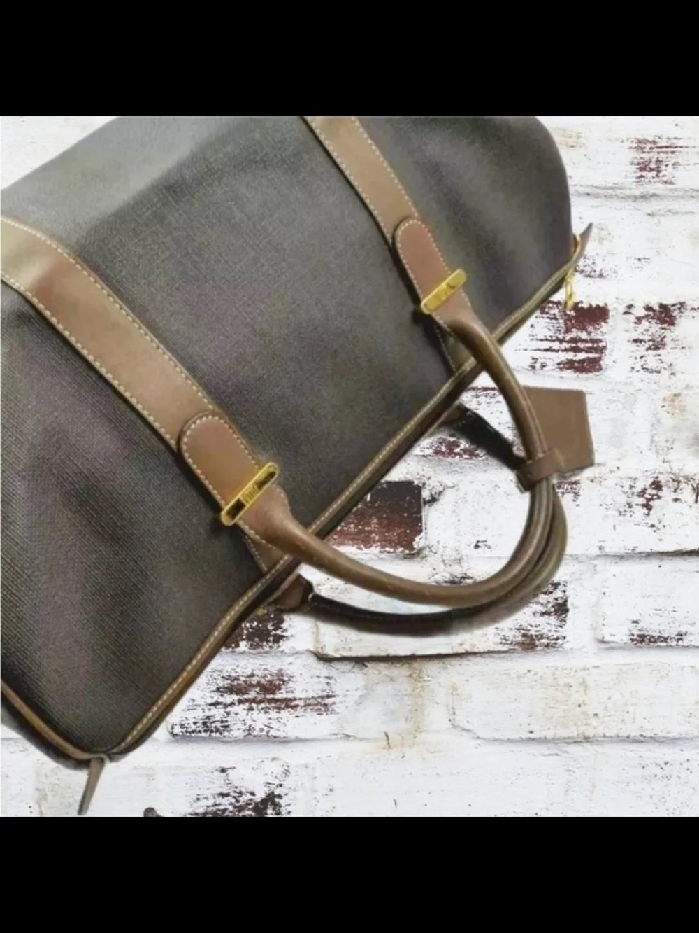 Dunhill Boston Bag Brown and Black with Leather Trim